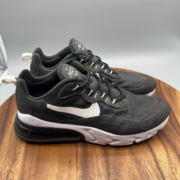 Nike Air Max 270 React Shoes Mens 9 Black Running Comfort Walking Gym Sneakers - Picture 1 of 8